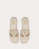 VLOGO CUT-OUT CALFSKIN SLIDE SANDAL - Image 3
